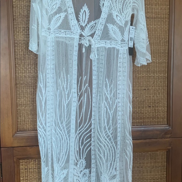 NWT! Black Tape Sheer Embroidered Long XS Kimono, Cover-Up, Wrap, Retail $69 - Picture 10 of 11